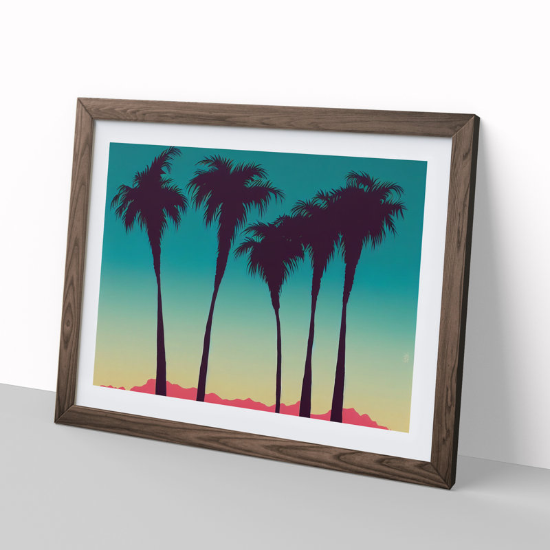Ethereal Palm Trees - Framed Print, 46cm H x 64cm W x 2cm D, Walnut