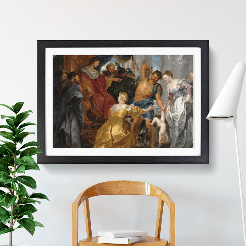 The First Book of Kings in the Bible by Peter Paul Rubens - Picture Frame Painting, 36cm H x 48cm W x 2cm D, Black