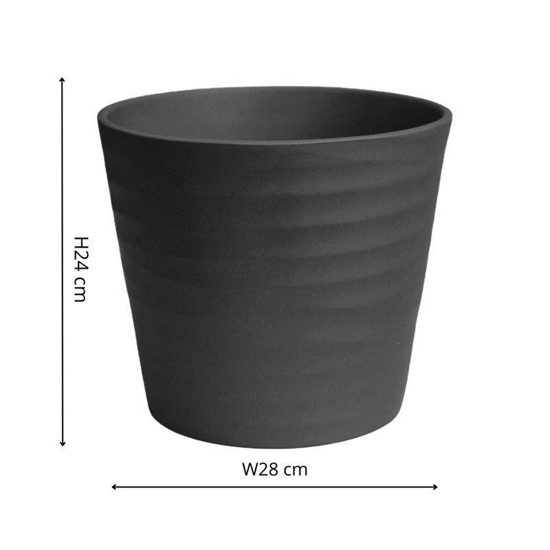 Ceramic Pot Planter, 24cm H x 28cm W x 28cm D, Black
