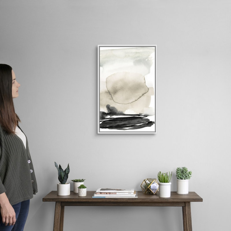 «Ebony Horizon Triptych II» par Jennifer Goldberger - reproduction d'art, Toile blanche encadrée