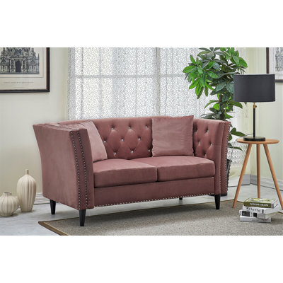 Causeuse Chesterfield 62,2 po à accoudoirs roulés avec coussins réversibles Cloyd