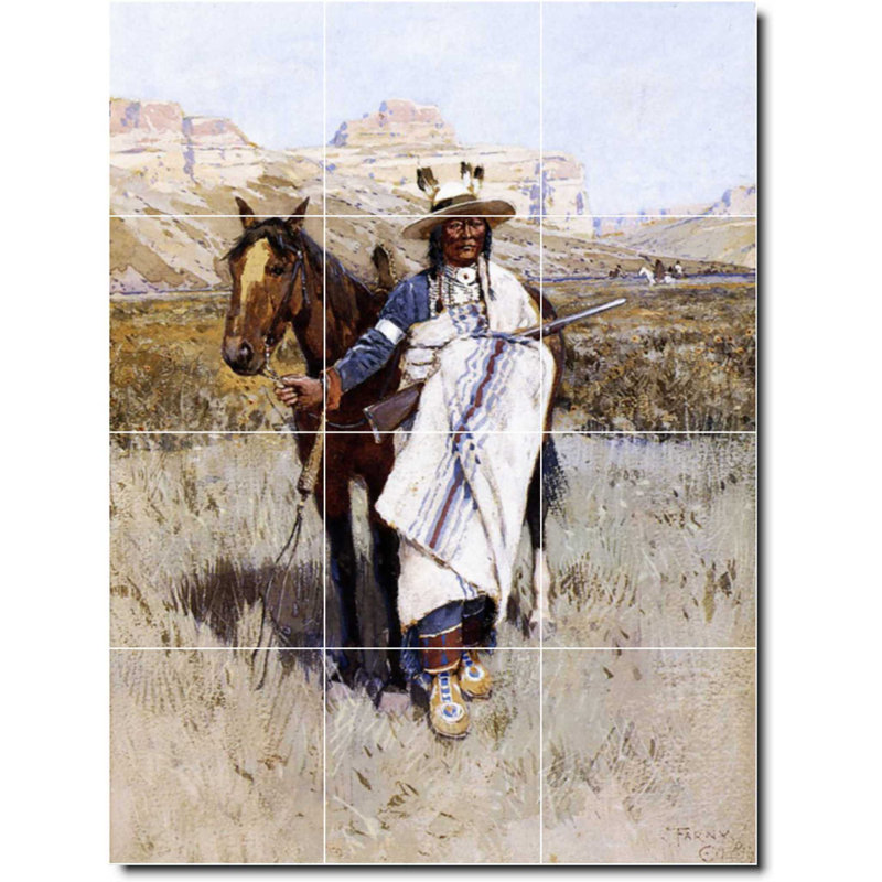 Carreau de céramique décorative 18 po x 24 po 6 po x 6 po, Amérindien 03262