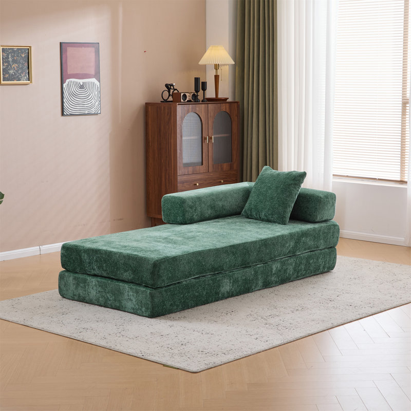 Canapé de plancher, canapé à compression, canapé-lit de plancher convertible avec accoudoirs de soutien pour le dossier, canapé-lit futon confortable, tissu chenille, pour la chambre à coucher du salon