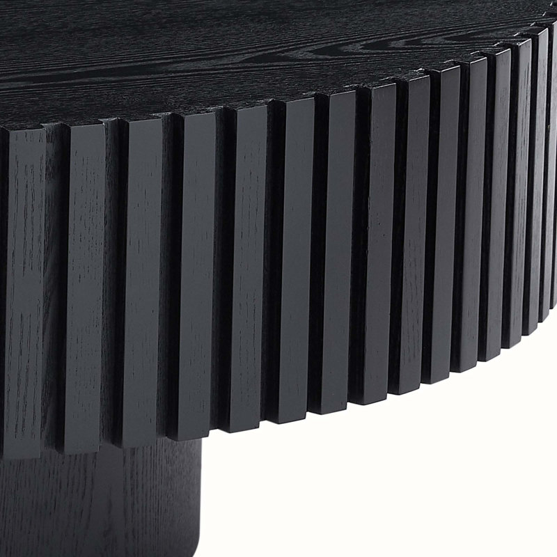 Table basse ronde en bois et bois de 39,37 pouces NOIR