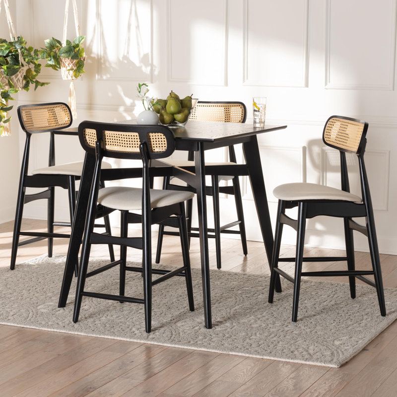 Ensemble repas pour 4 personnes Bianey, Noir, Crème / Noir