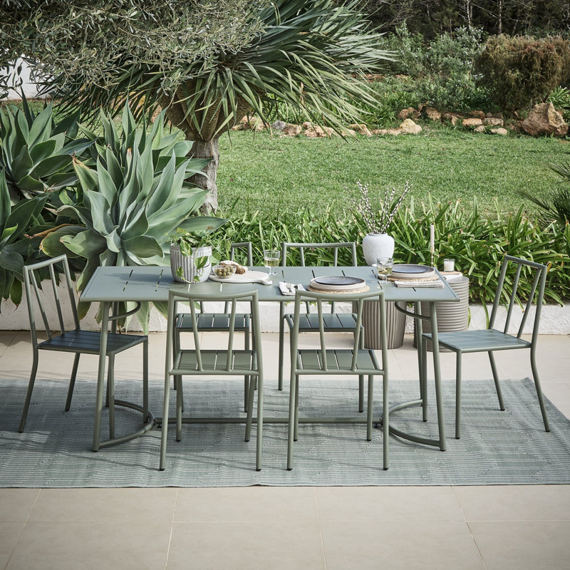 6 - Person Wood Patio Dining Set with Rectangular Table