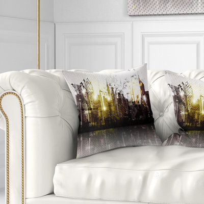 Coussin de cityscape panorama grunge city