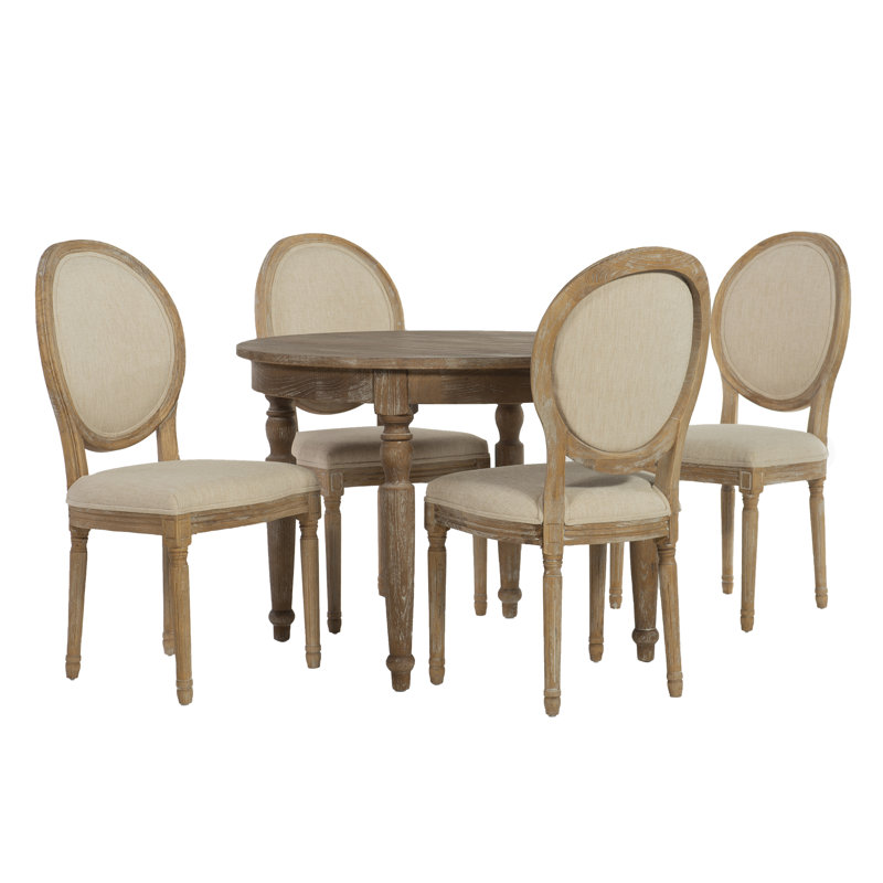 Anousha Oval Chair Solid Wood Dining Set