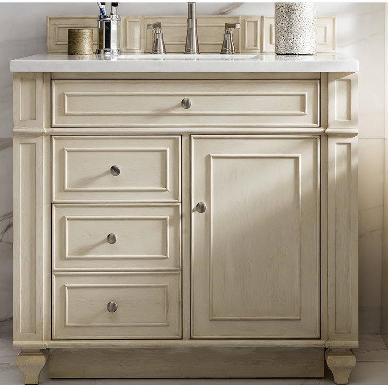 Bristol 36'' W Single Vanity, White Zeus, Whitewashed Walnut, 8" Widespread
