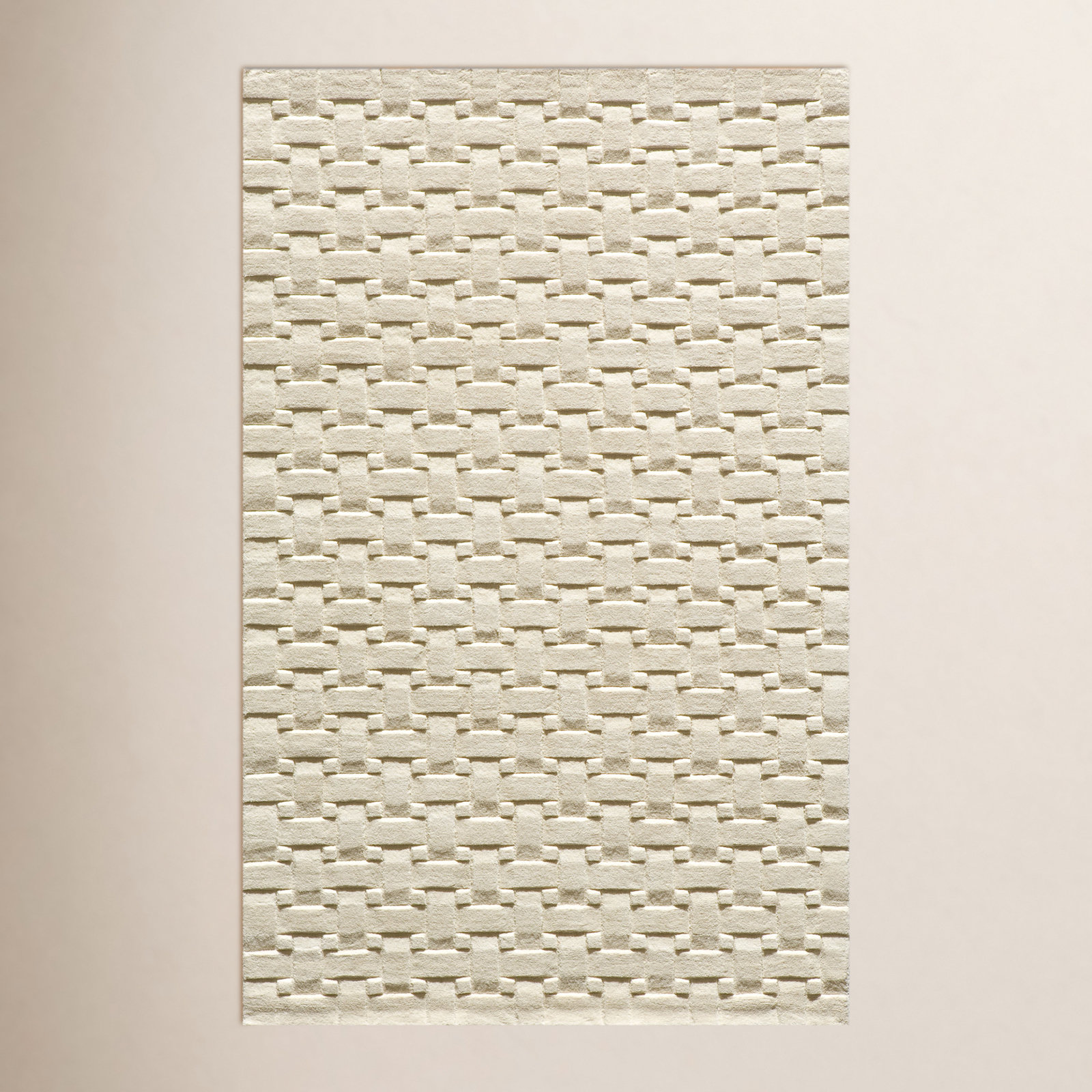 Carissa Ivory Hand-Tufted Geometric Wool Rug, Rectangle 3'3" x 5'3"