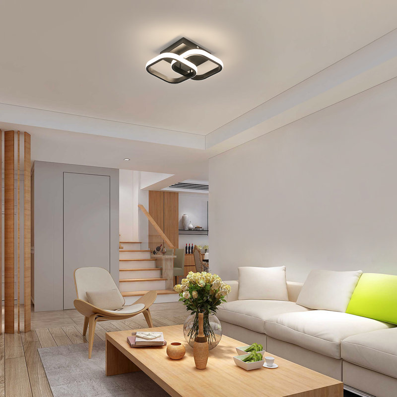 Modern 23cm Black Aluminium LED Flush Mount Ceiling Light