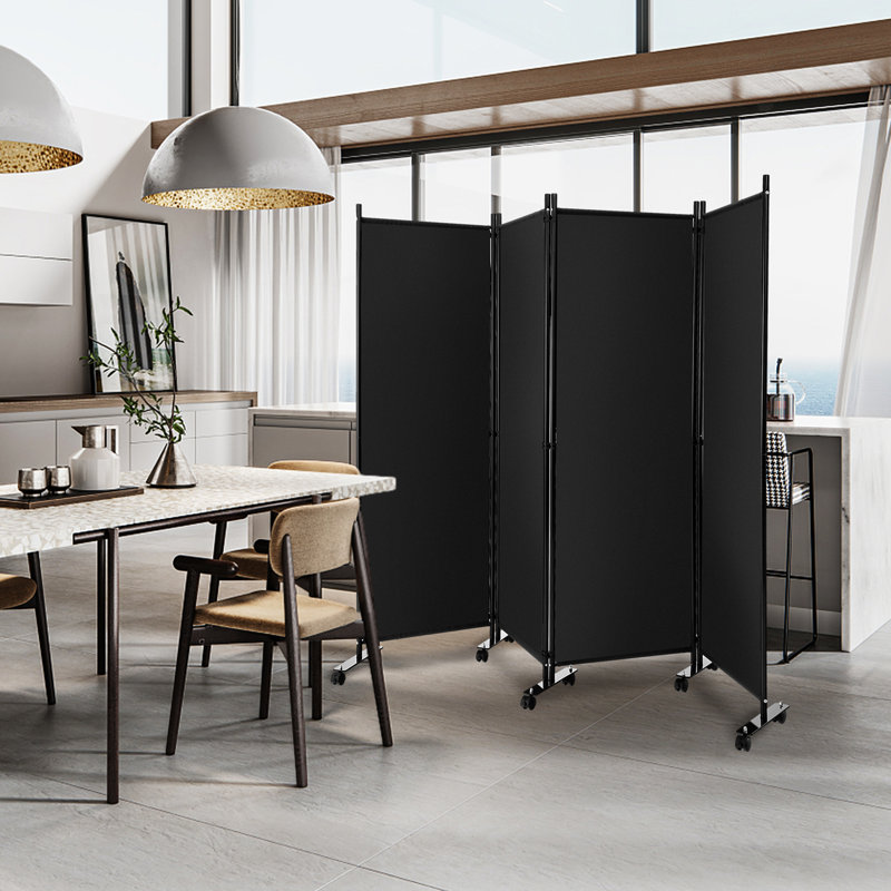 Gettysburg Folding Room Divider, 172cm H x 224cm W x 30cm D, Black, 4