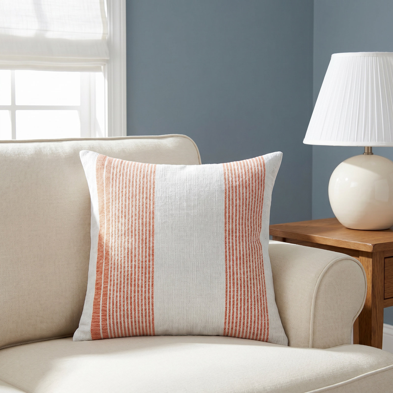 Hoya 20" x 20" Pillow Cover, Orange/Light Gray, Polyester/Polyfill