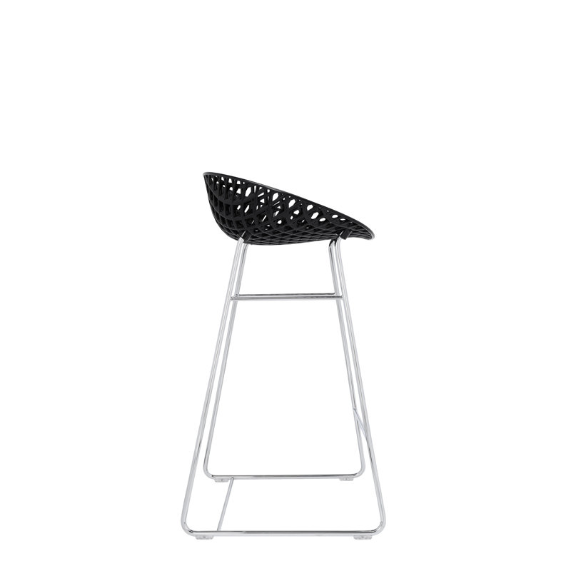 Smatrik Stool with Metal Frame, Black/Chrome