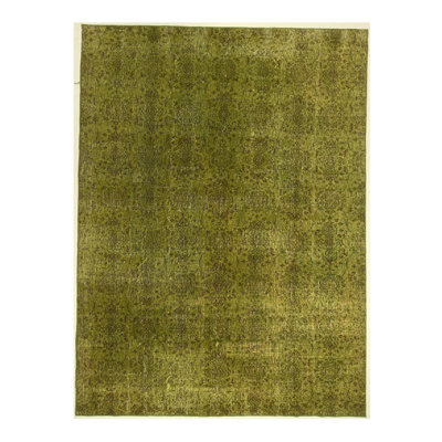 Hand Knotted Abstract Area Rug in Green
