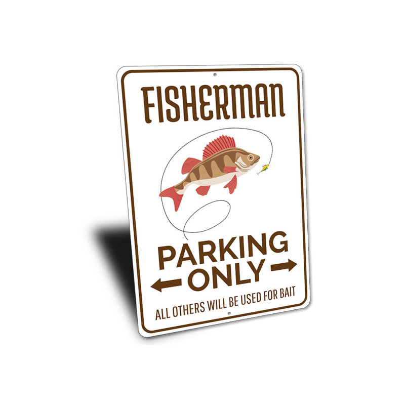 Enseigne en aluminium Fisherman, H 14 po x l 10 po x P 0,04 po