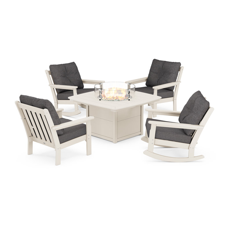 Ensemble de conversation avec fauteuil à bascule 5 pièces Vineyard, Revolution® gris anthracite cendré, Sable