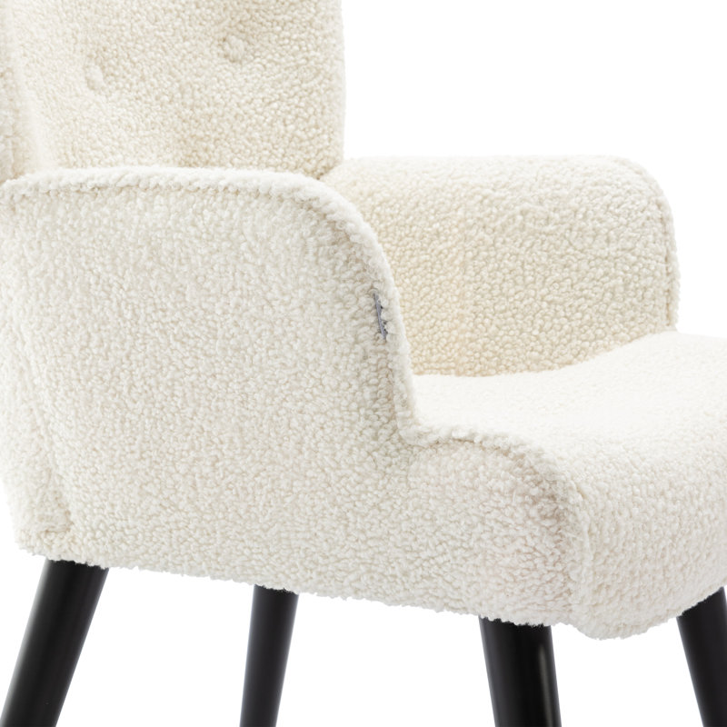 Cleaton Upholstered Armchair, White Polyester Blend