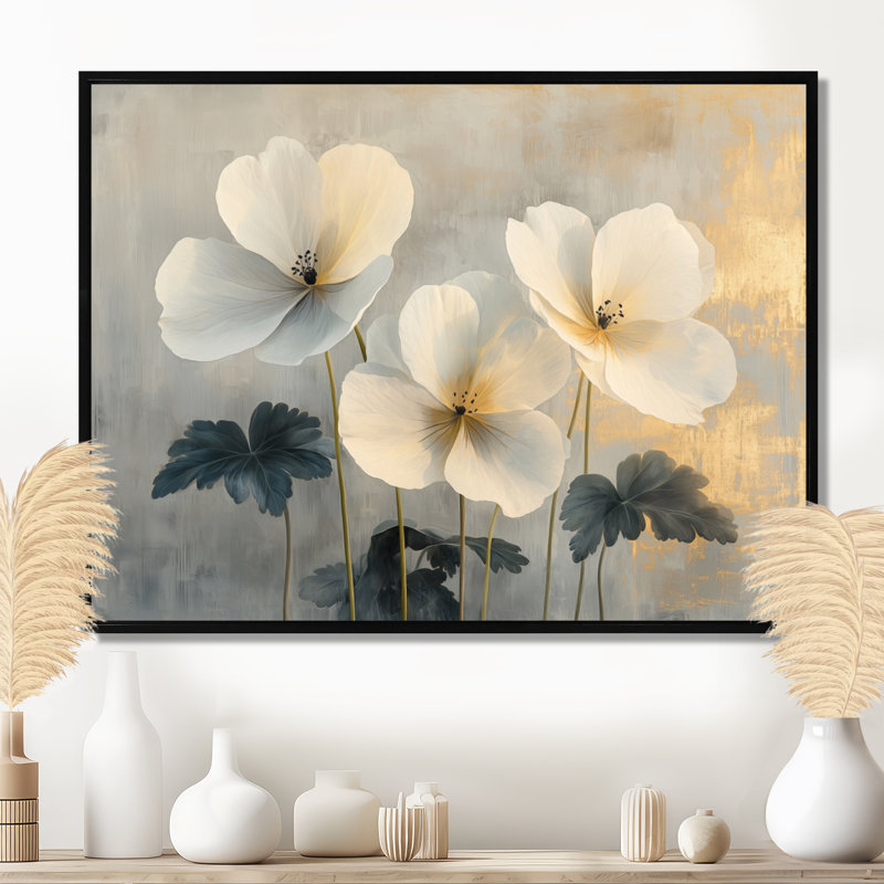 Geraniums Pure Form Minimalisme III - Geraniums, reproduction sur toile encadrée, H 34 po x l 44 po, Cadre flottant