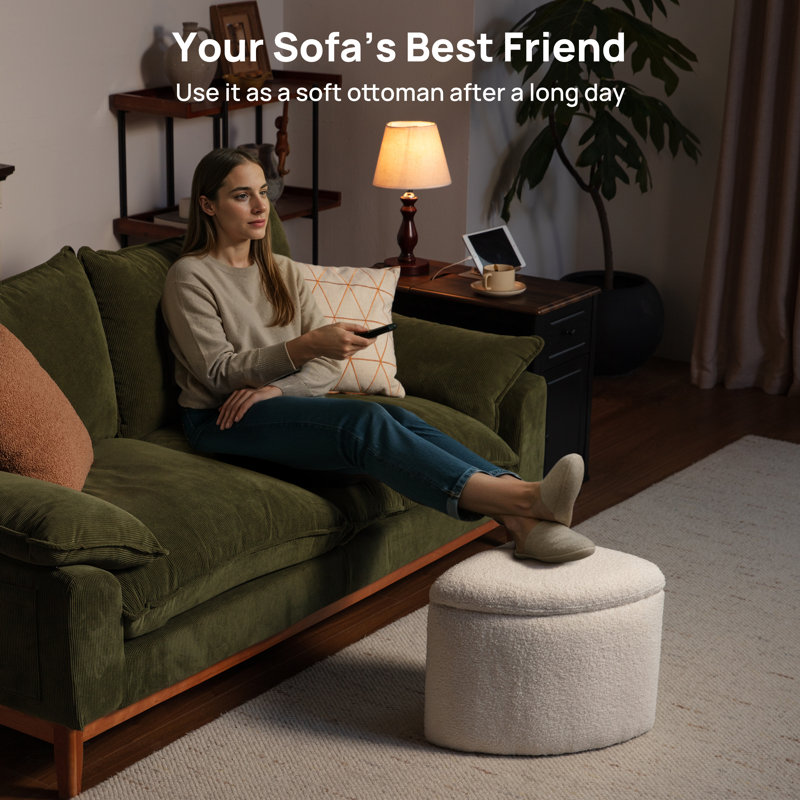 Coffee Table With 4seat Storage, Mid-century Modern Coffee Tables With 4 Chenille Ottomans , Center Table