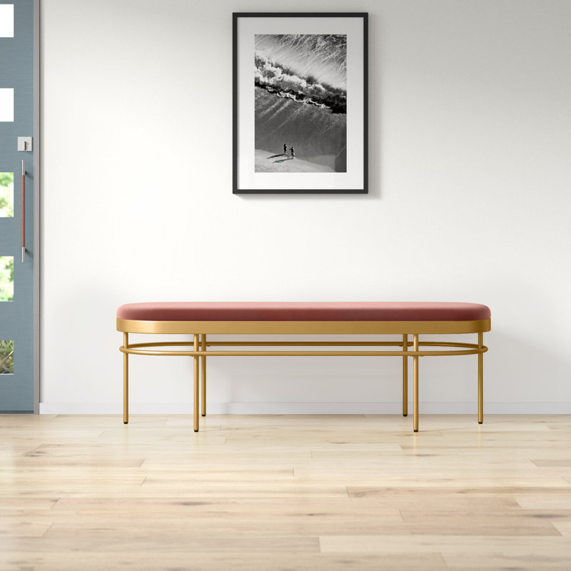 Velvet Upholstered Bench, Dusty Rose