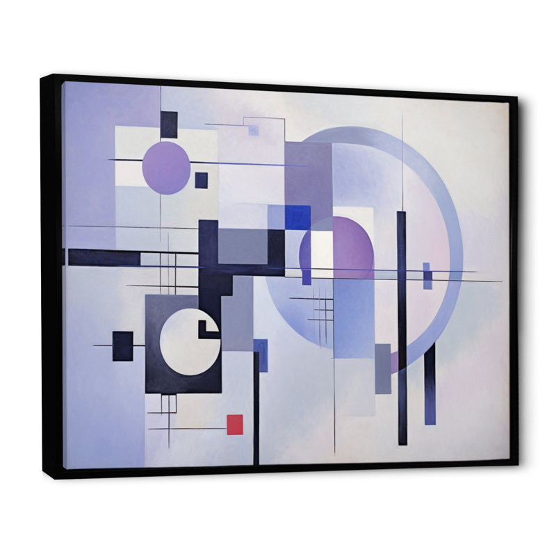 Impression sur toile, "Mauve suprématisme dynamique", H 12 po x l 20 po x P 1 po, Cadre flottant noir