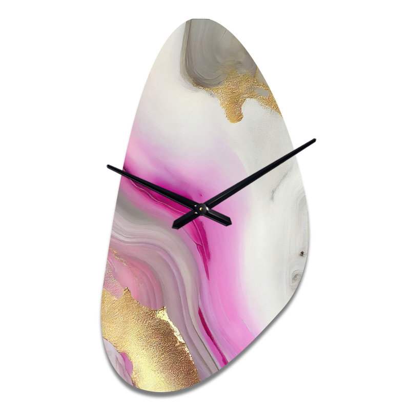 Horloge murale asymétrique en métal rose et doré - horloge murale asymétrique moderne, Moyenne