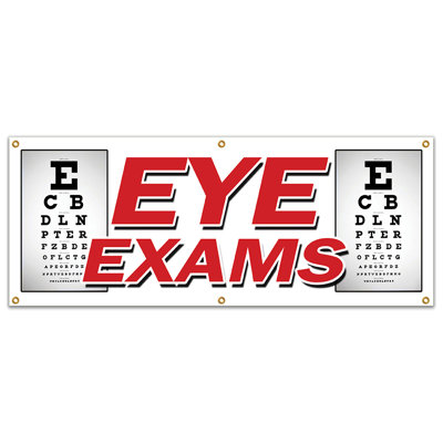 EYE EXAMS BANNER SIGN Optometrist Optician Glasses Prescription Lens