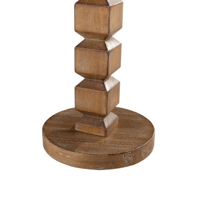 Farmhouse Pedestal Round Wood End Table