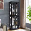 Vitrine vitrée noire avec cadre en bois, 6 niveaux