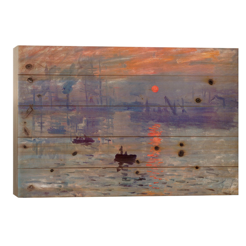 «Sunrise Impression» par Claude Monet, impression sur bois sans cadre, L 26 po x H 18 po