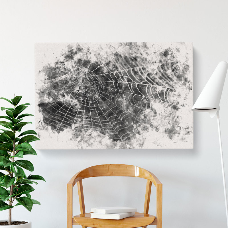 Spiders Cobweb Watercolour - Wrapped Canvas Print, 35cm H x 50cm W x 3cm D