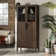 Anjalika Chevron Glass Door China Cabinet with Wine Bottle Storage