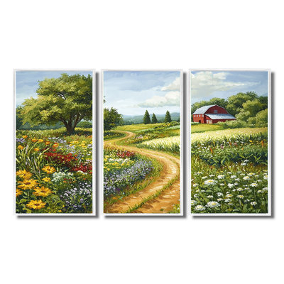 Paysage vert et jaune Farm Fresh I - Ensemble de décorations murales maison de campagne