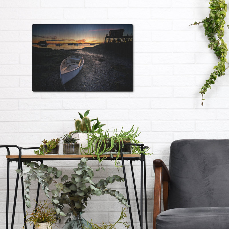 Mur de métal «Dusk At The Wharf» par Rick Berk, H 12 po x l 16 po