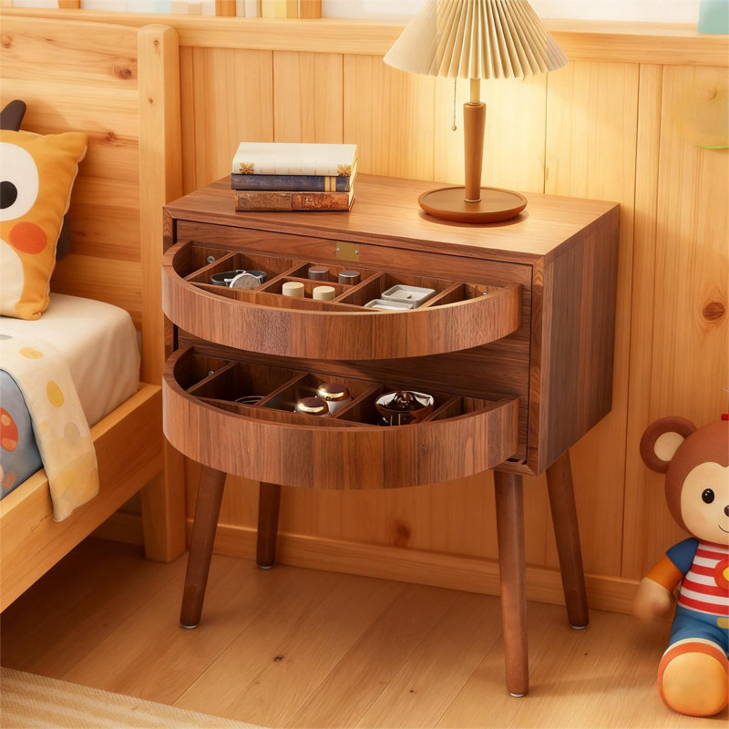 Rotating Hidden Compartment Nightstands, Walnut