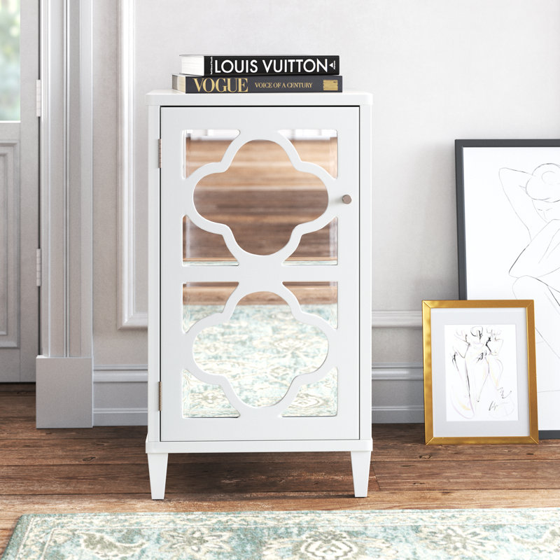 Wealdstone 1-Door Mirrored Accent Cabinet with Adjustable Shelf , White