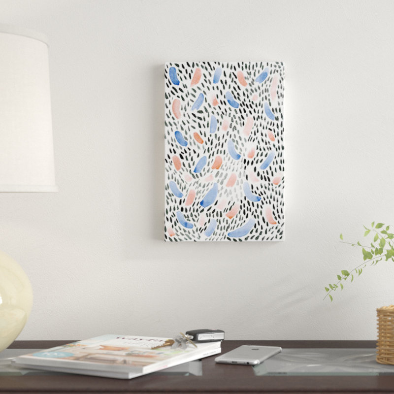 « plumed terrazzo », impression sur toile, H 18 po x l 12 po x P 1,5 po, Pas de tapis, Toile tendue