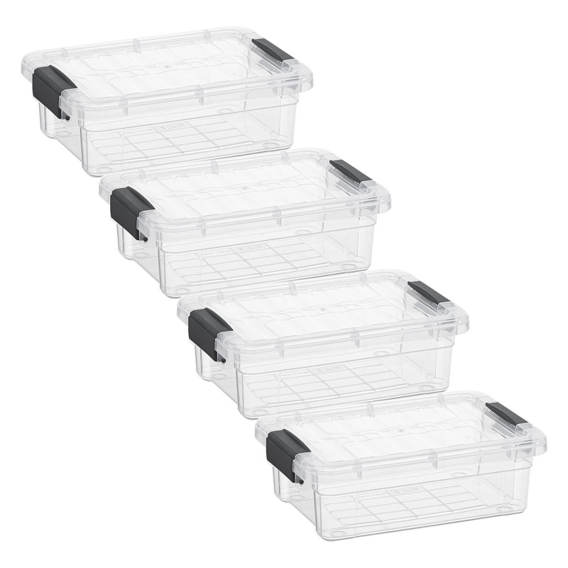  Mini Clear Storage Bin with Lid, 1.27 Qt. Plastic Organizing Storage Box for Home, 4 Pack