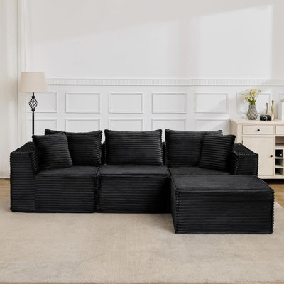 Canapé modulaire de 107 po / 137 po avec méridienne, canapé moderne à assise profonde en forme de N, canapé modulaire en L / U pour salon ou appartement