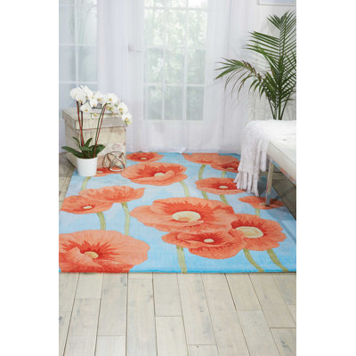 Tapis bleu fait à la main Asoncion