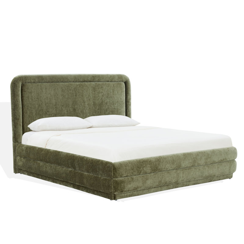 Lit en chenille Jollie, Grand lit, Vert olive