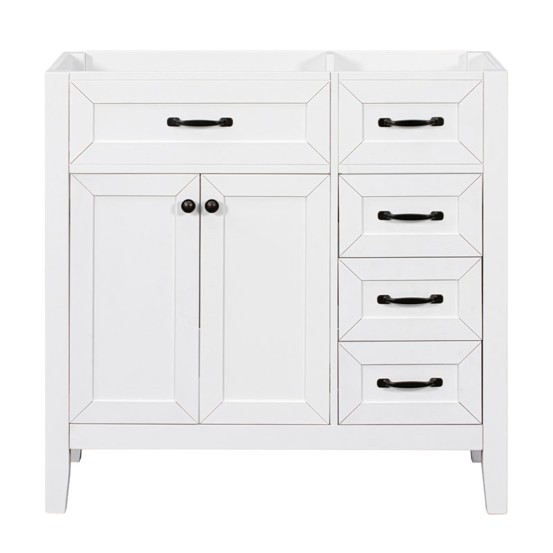 White 36" Freestanding Bathroom Vanity Cabinet with Drawers