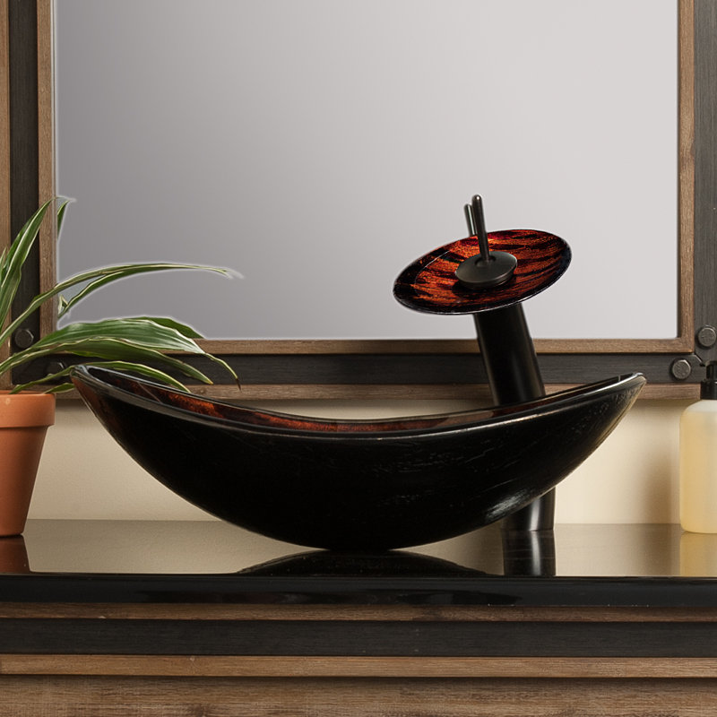 Lavabo de salle de bain vasque ovale en verre avec robinet Volle