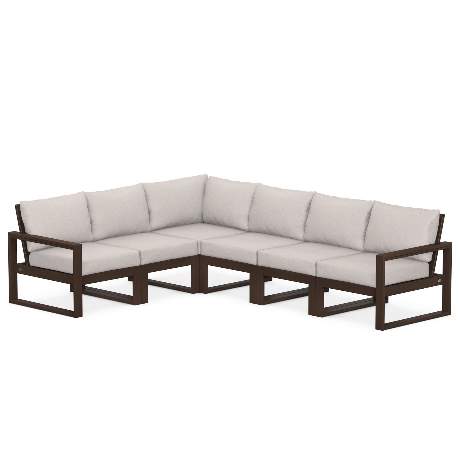 POLYWOOD® Edge 111" Patio Sectional, Dune Burlap Revolution®, Teak