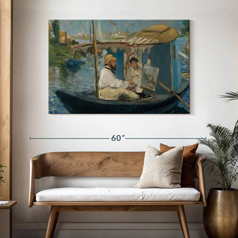 Leisha Claude Monet dans son bateau-atelier, H 32 po x l 48 po