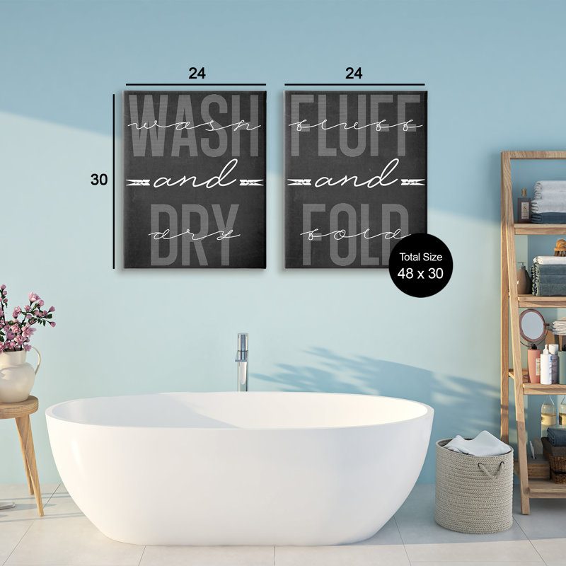 Laundry Words in Black 2pc Canvas Set, design by Marcus Prime