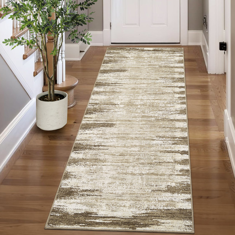 Abstract Machine Washable Rug with Rubber Backing for Living Room Modern Non-Slip Dining Room Rug Easy-Cleaning Floor Carpet for Bedroom Office