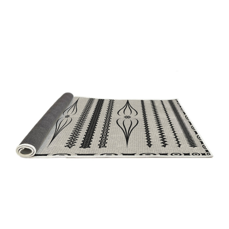 Tapis noir/gris tissé à la machine, Rond 3 pi