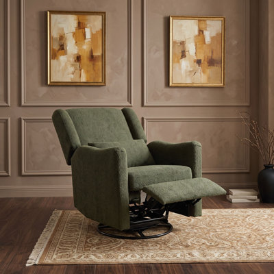 Modern Swivel Glider Recliner Chair with 3-Position Locking Leg Rest, Plush Supportive Back and 360° Swivel Base